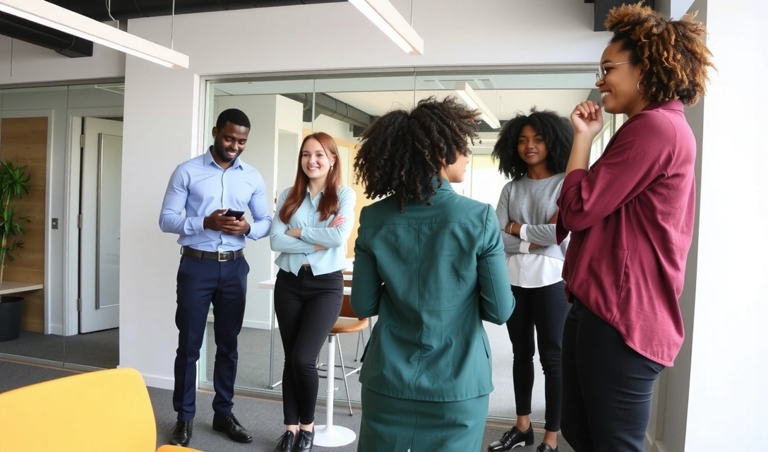 Echipă diversă colaborând