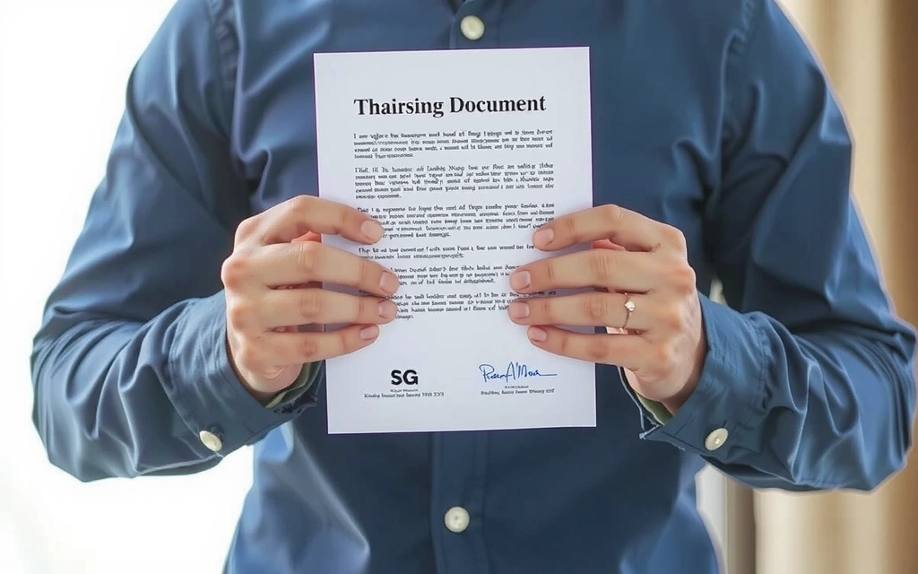 Mâini care țin un document transparent